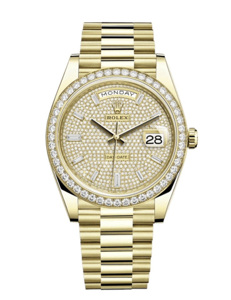 Rolex Day-Date Pave Diamond Dial - 40mm, Yellow Gold, Diamond Bezel