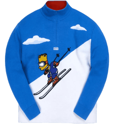 Kith x The Simpsons Bart Quarter Zip Ski Sweater - Blue/Multi