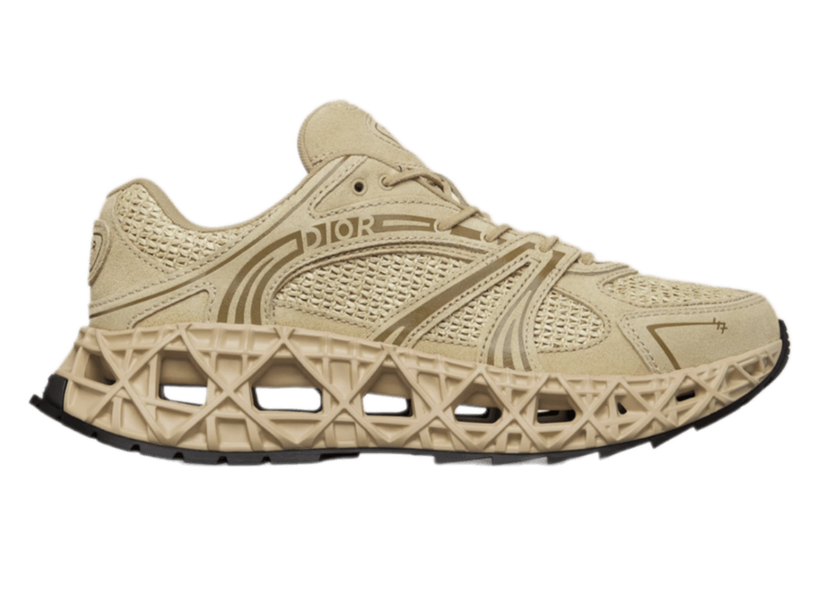 Dior B35 NXXT Sneaker - Beige Suede and Beige Raffia-Effect Fabric