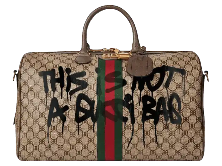 Gucci x Balenciaga The Hacker Project Graffiti Medium Duffle Bag - Beige