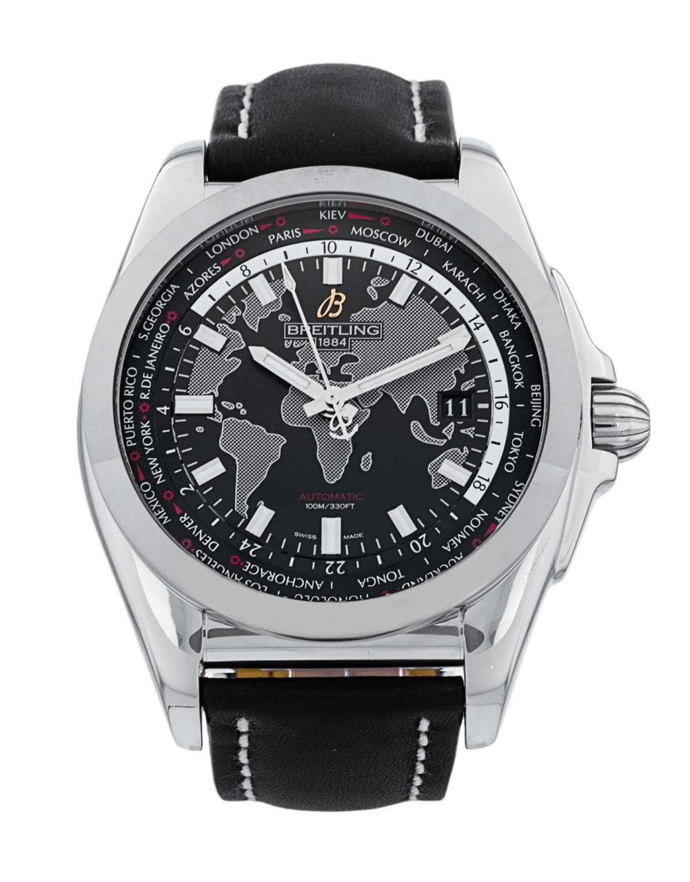 Breitling Galactic Unitime Black Dial - 44mm, Steel (2020)