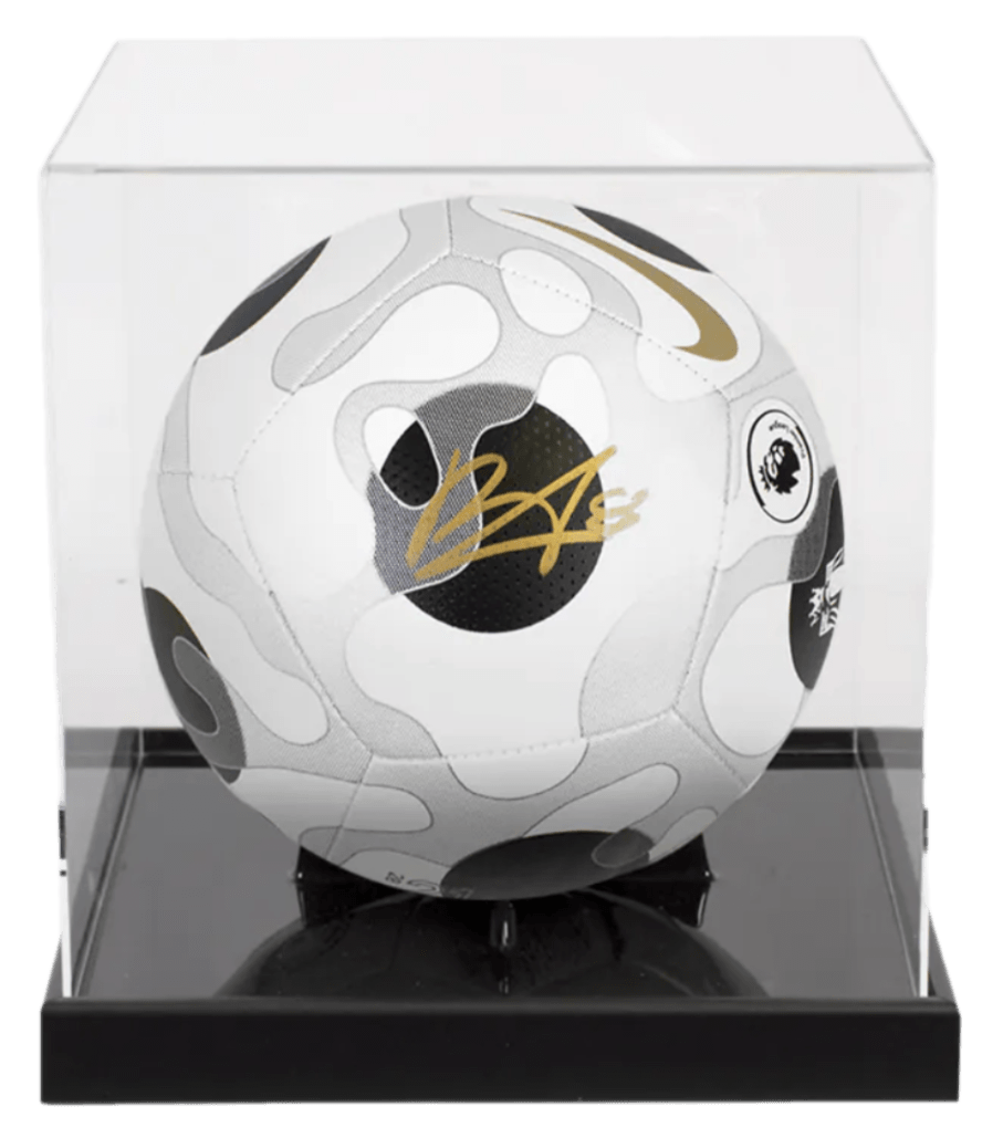 Bruno Fernandes Autographed Nike Premier League Pitch Soccer Ball In Acrylic Case