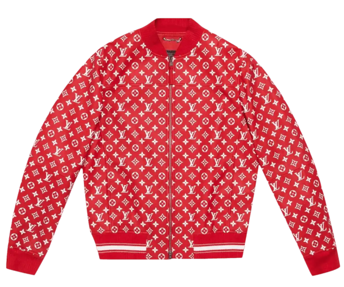 Supreme x Louis Vuitton Leather Baseball Jacket - Red