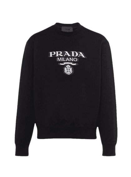 Prada Oversized Cotton Jersey Logo Sweatshirt - Black/White