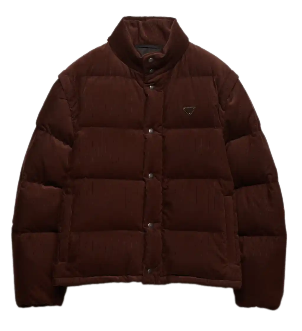 Prada Medium-weight Courduroy Down Jacket - Cocoa Brown