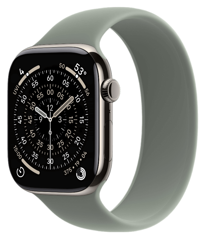 Apple Watch Series 11 - Titanium, Natural, 46mm, Rubber - Solo Loop (Green Gray)