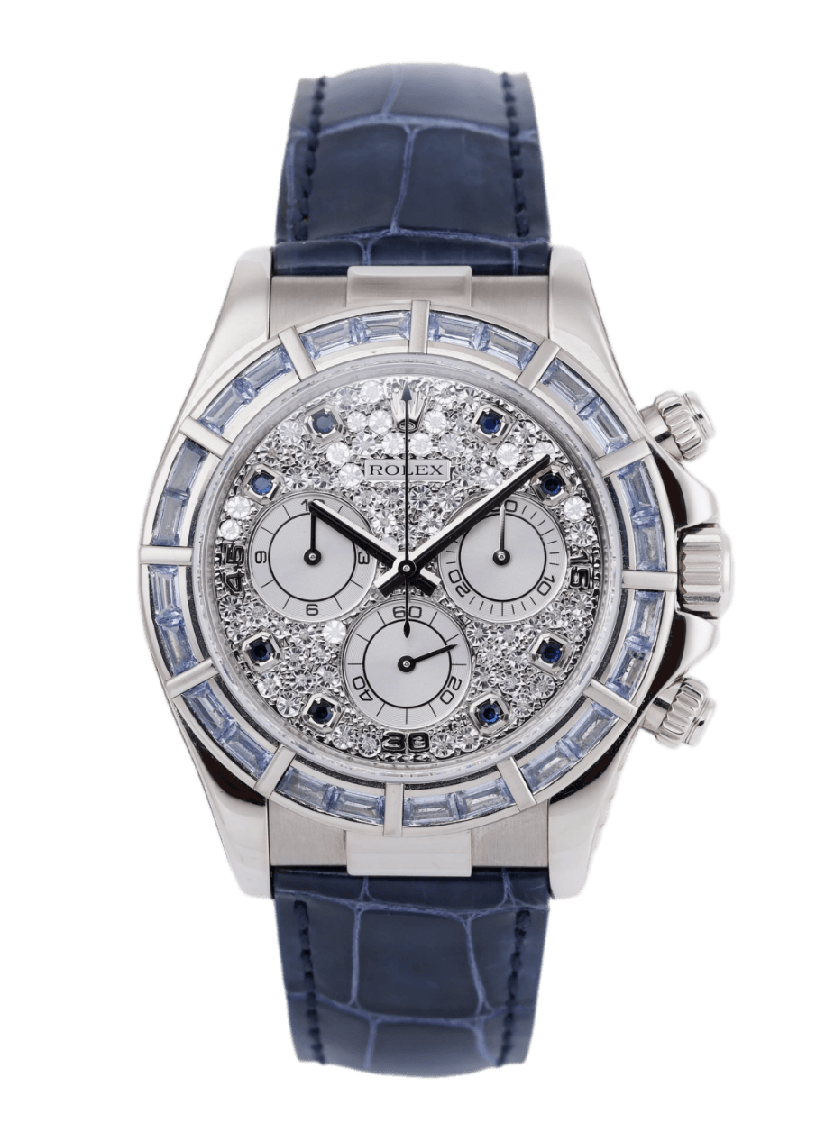 Rolex Daytona Pave Diamond Dial - 40mm, White Gold, Sapphire Baguette Bezel