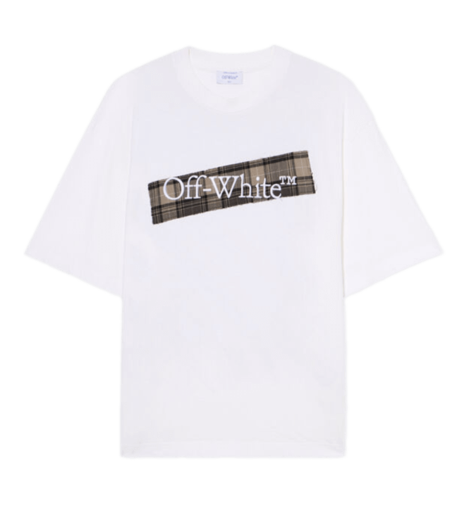 Off-White Flannel Diagonal Skate Short Sleeve Logo Tee - White/Black