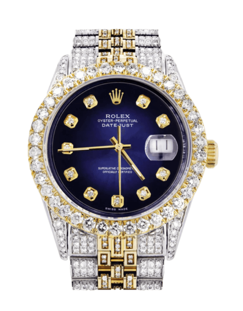 Rolex Datejust Black Blue Diamond Dial - 36mm, Iced Out