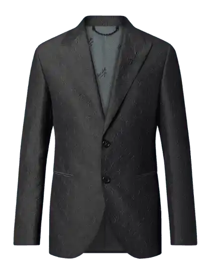 LVSE Single-Breasted Embossed Monogram Jacket - Dark Gray