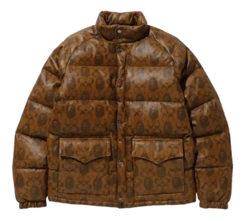 BAPE x Coach Leather Down Jacket - Brown