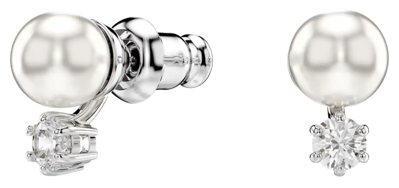 Swarovski Matrix Stud Earrings - White, Rhodium Plated