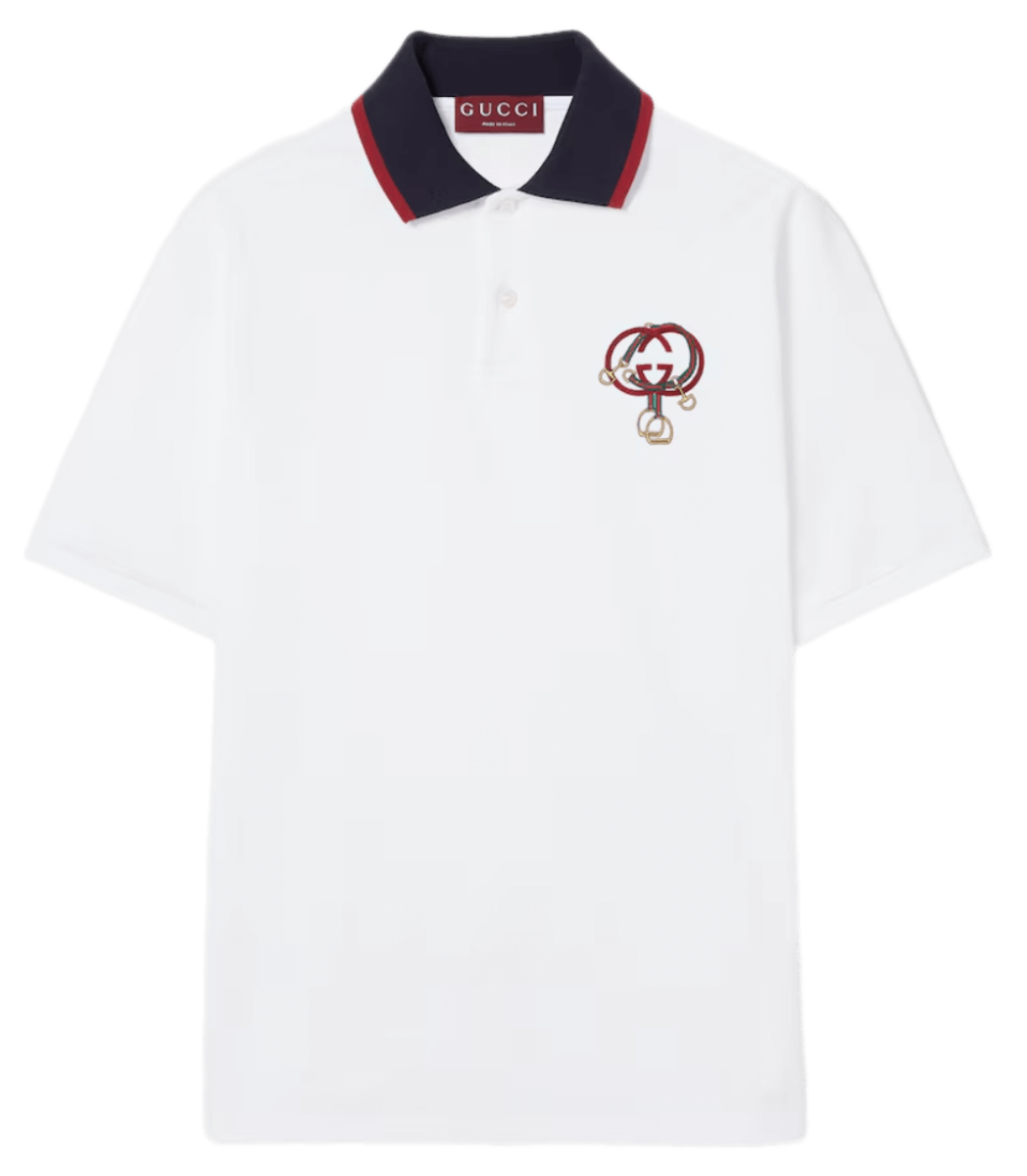 Gucci Cotton Piquet Polo Shirt with Embroidery - White