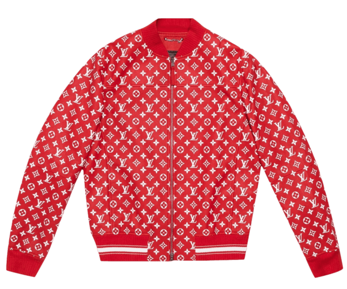 Supreme x Louis Vuitton Leather Baseball Jacket - Red