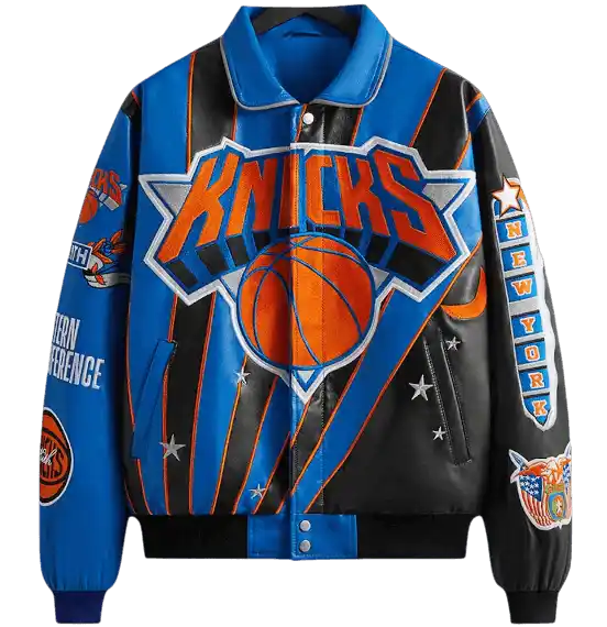Kith x Jeff Hamilton New York Knicks Leather Varsity Jacket - Black