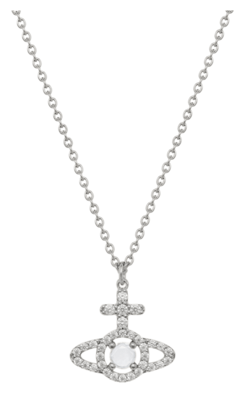 Vivienne Westwood Olympia Cubic Zirconia Pendant Necklace - Platinum/White