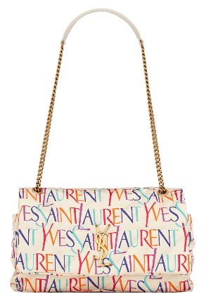 Saint Laurent Jamie Chain Bag Carre Rive Gauche In Printed Silk - Medium Blanc Multicolor