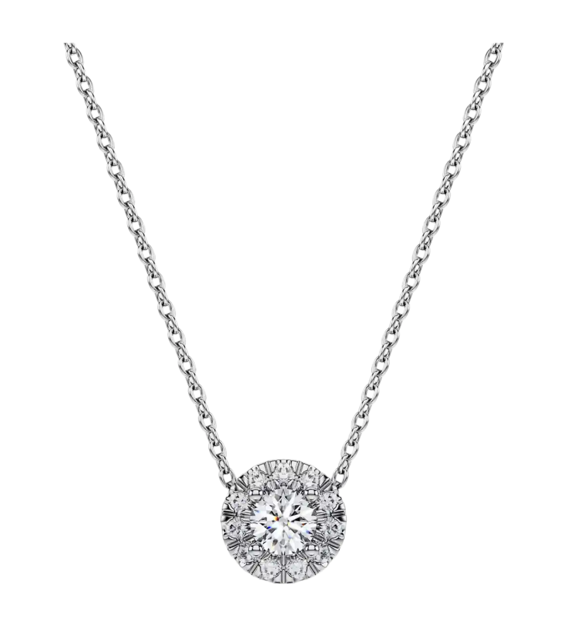 Swarovski Eternity Halo Solitaire Pendant - Lab-grown Diamonds, Sterling Silver