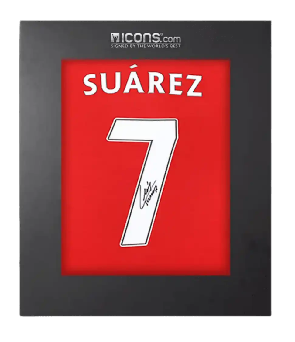 Luis Suarez Back Signed Liverpool FC 2012-13 Home Shirt with Fan Style Number In Deluxe Packaging
