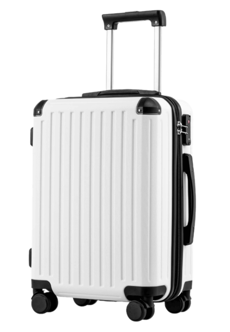 COOLIFE Suitcase Trolley Carry On - White