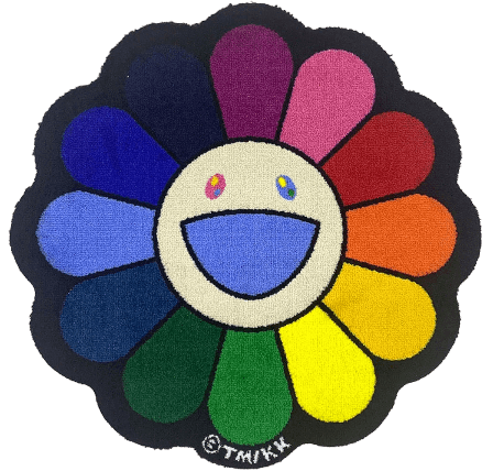 Takashi Murakami Flower Floor Mat Rug - Rainbow/Ecru Beige