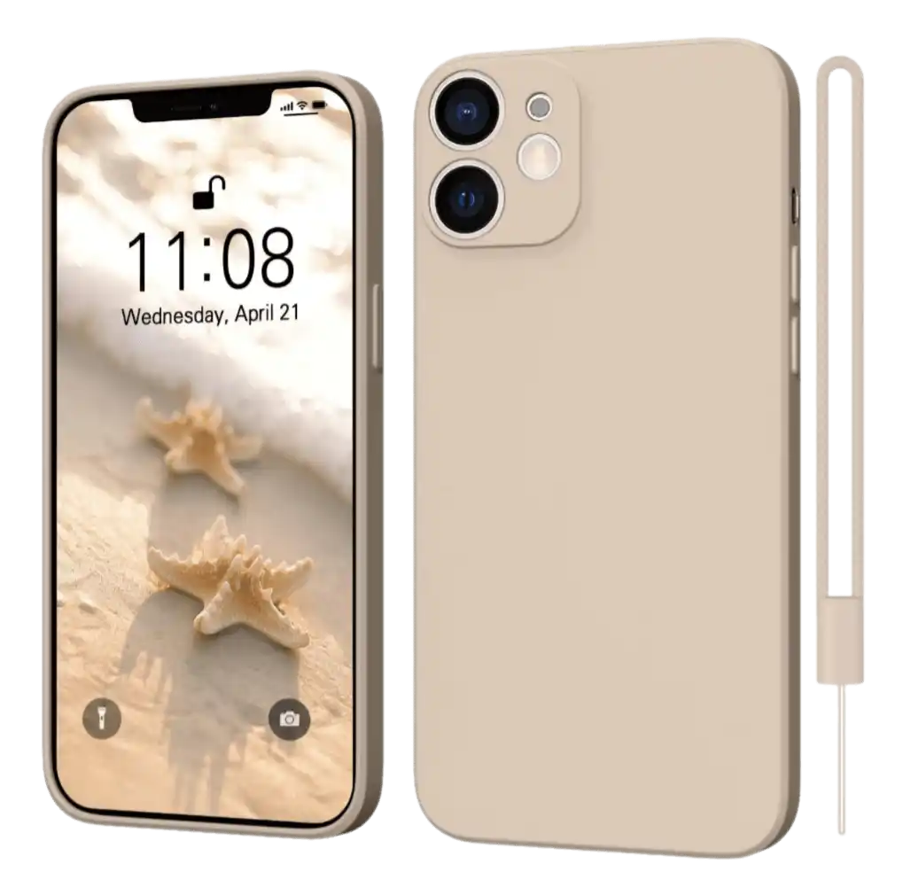 iPhone 12 Case 6.1-inch Silicone Soft Gel Cover - Khaki