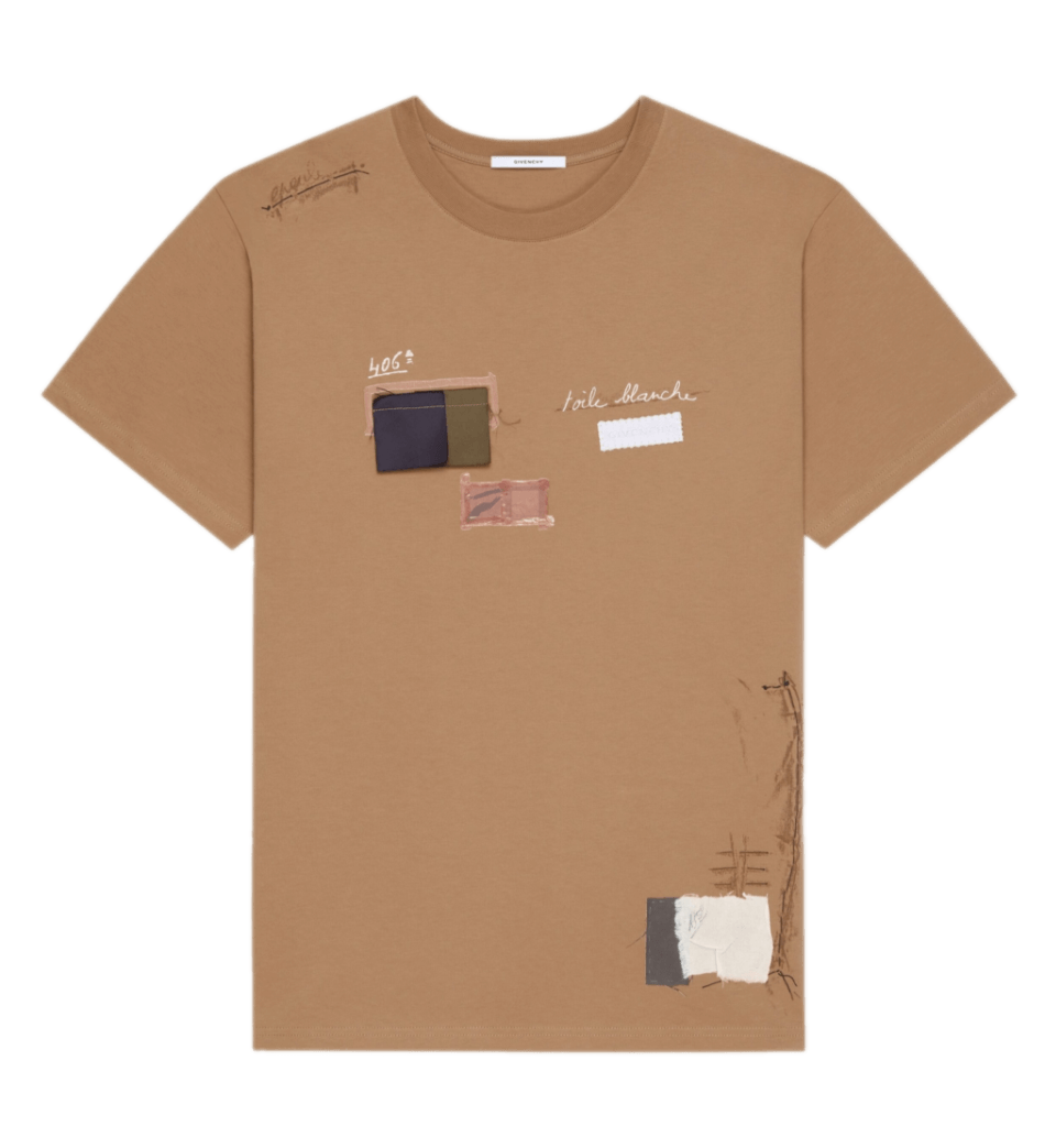 Givenchy T-shirt in Cotton With Trompe l'Œil Atelier Print - Beige Camel