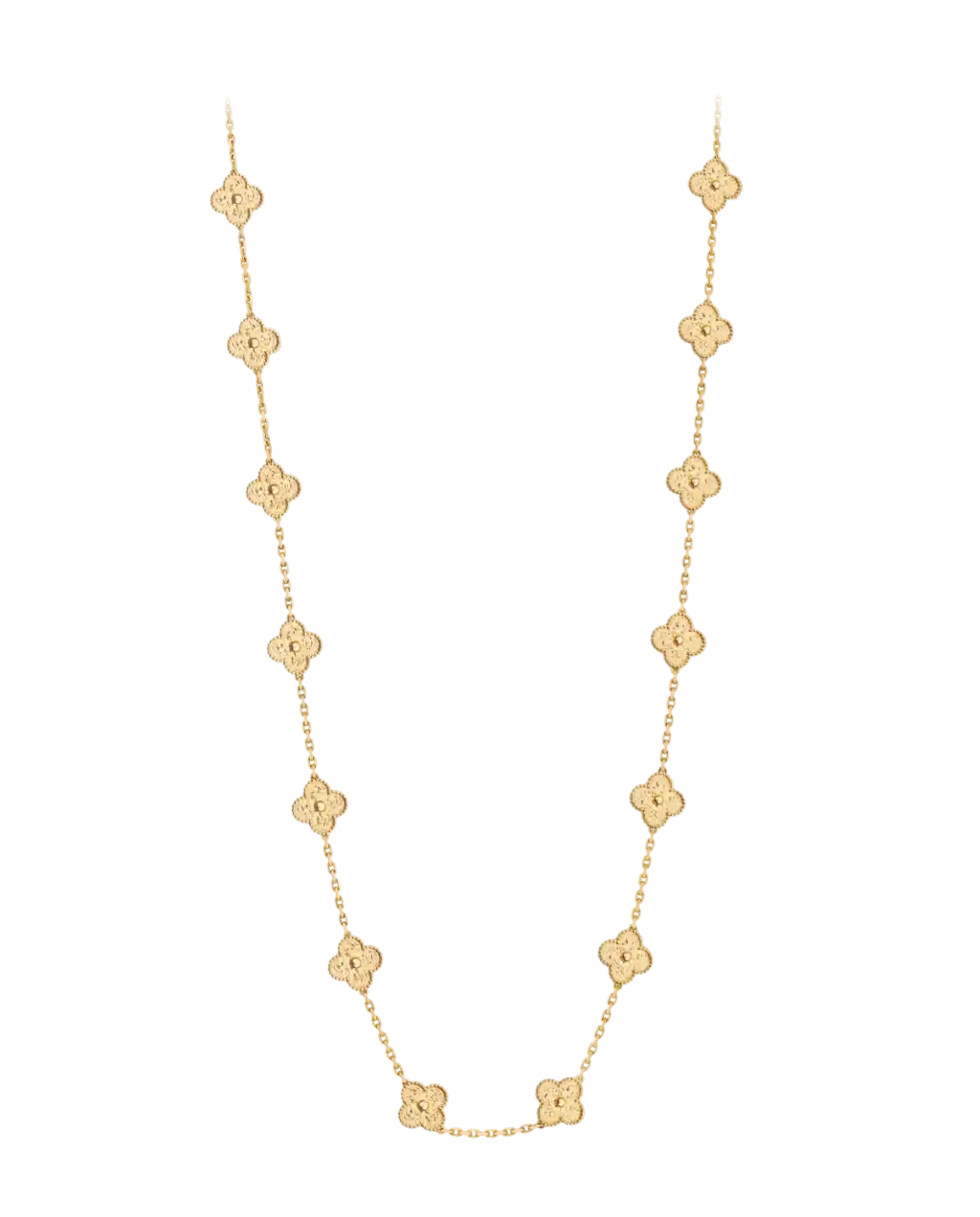 Van Cleef Vintage Alhambra Long Necklace 20 Motifs - Yellow Gold