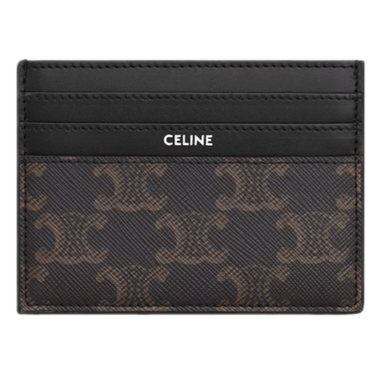 Celine Large Card Holder In Triomphe Canvas and Calfskin