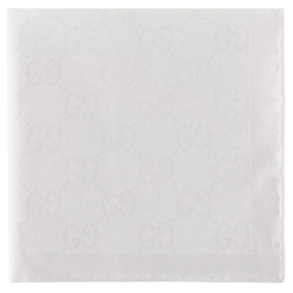 GG Cotton Silk Pocket Square - White