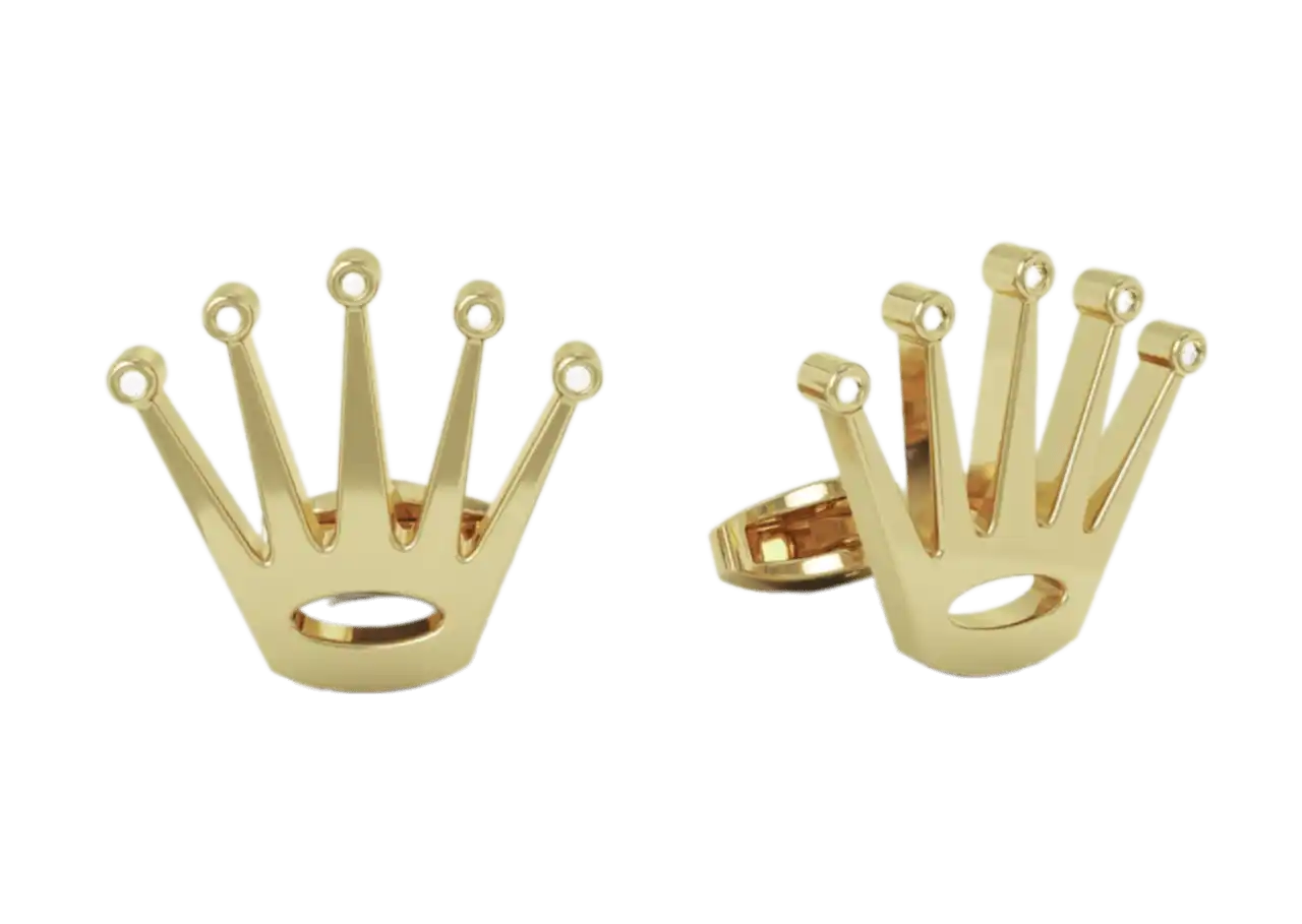 Diamond Rolex Style Cufflinks 14k Yellow Gold