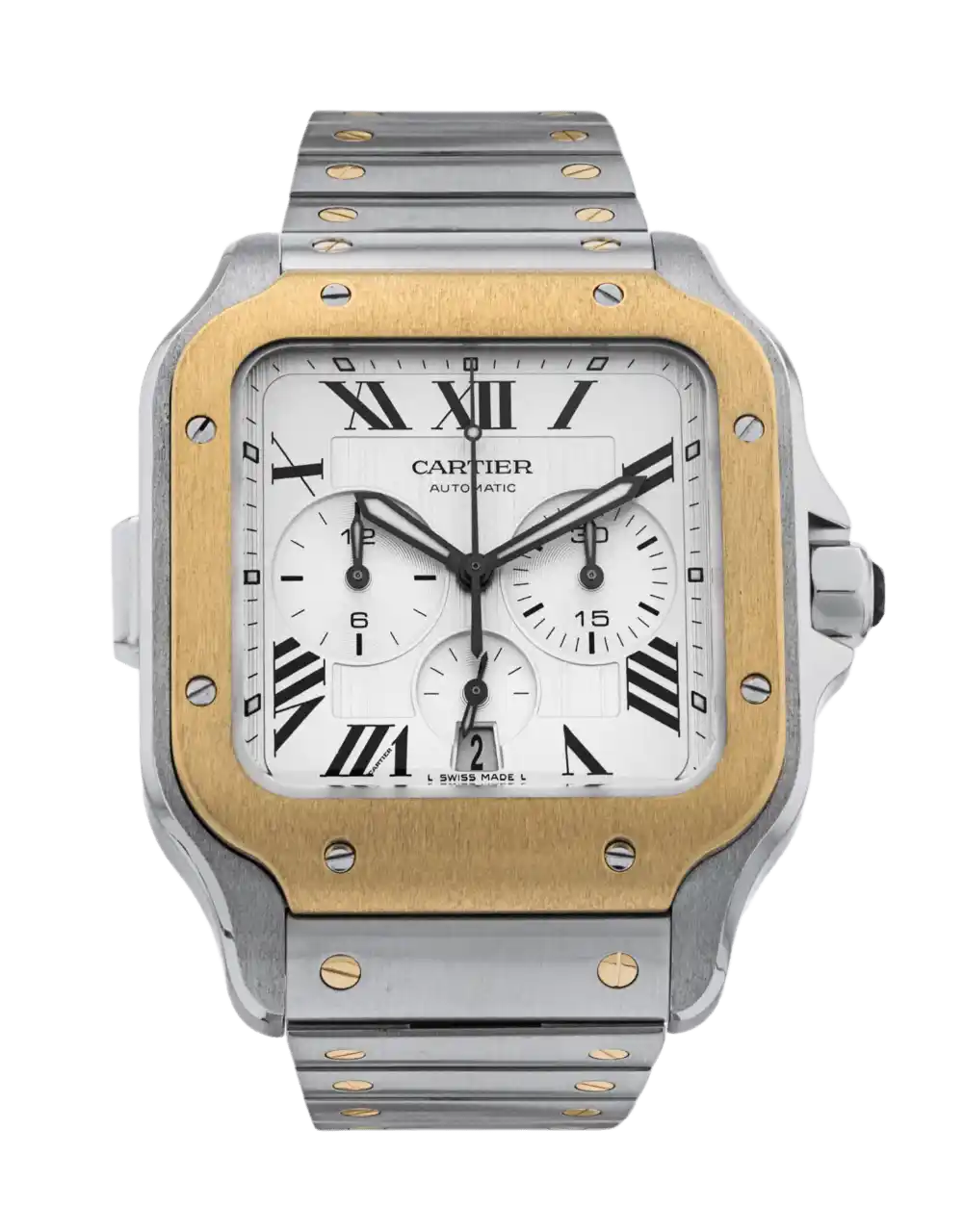 Cartier Santos De Cartier Silver Dial - 43mm, Steel and Yellow Gold (2019)