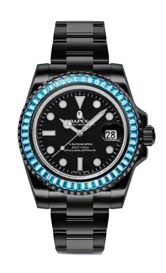 BAPE Type 1 BAPEX Crystal Stone Watch - Black