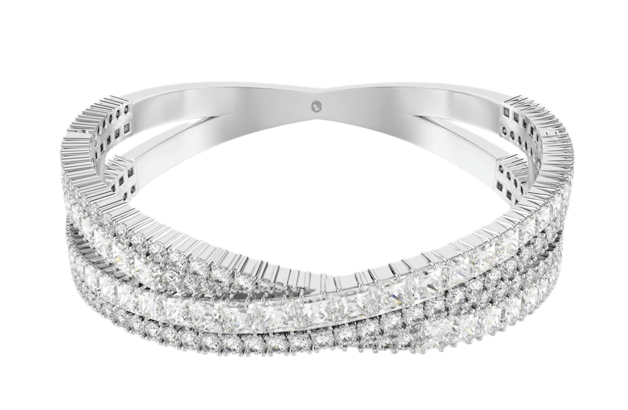 Swarovski Hyperbola Cuff - White, Rhodium Plated