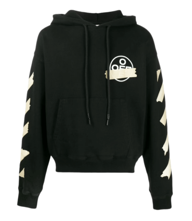 Off-White Tape Diag Arrows Hoodie - Black/Beige