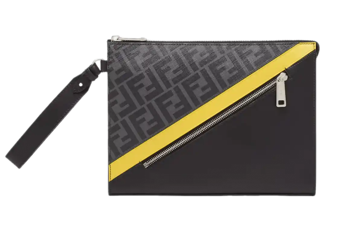 Fendi Timeless Fendi Diagonal Clutch - Gray