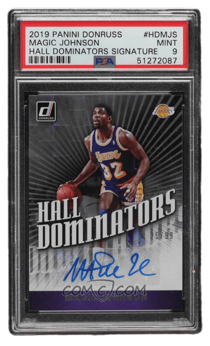 2019-20 Panini Donruss - Hall Dominator Signatures #HD-MJN - Magic Johnson /99 PSA 9