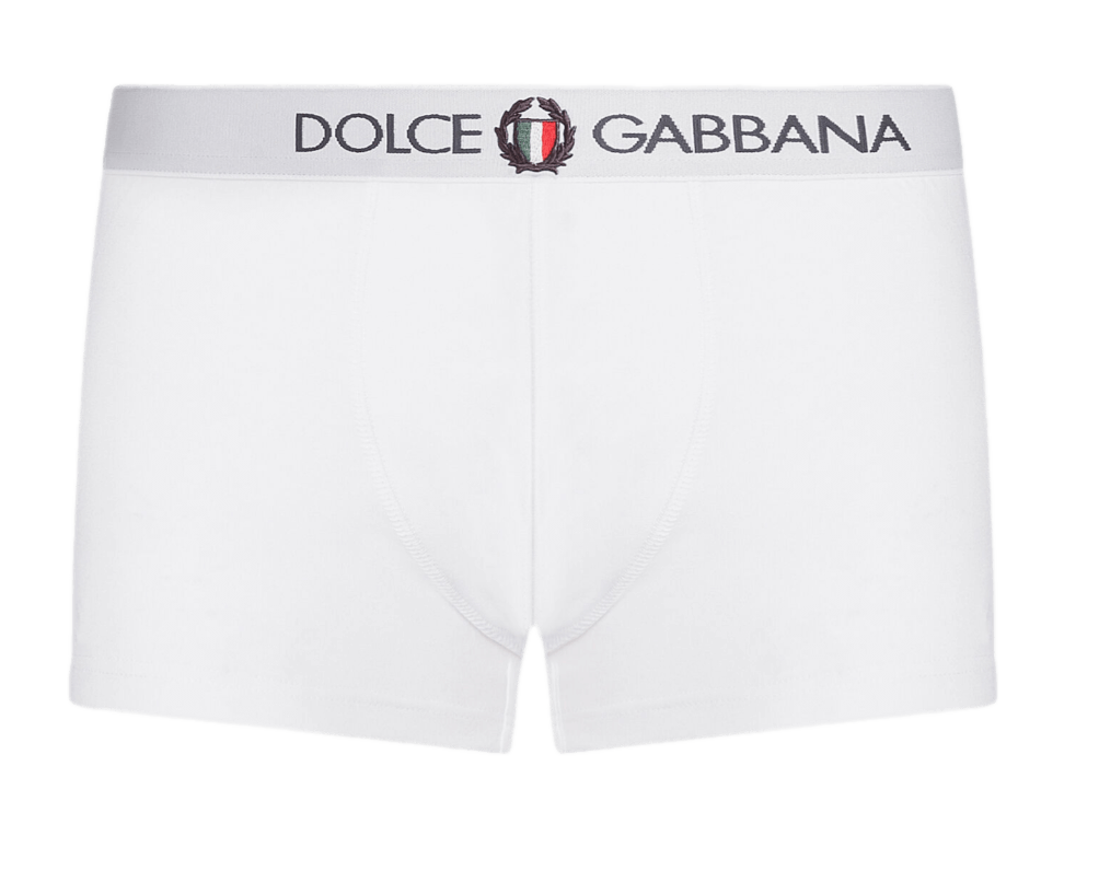 Dolce and Gabbana Two-way-stretch Jersey Regular-fit Boxers with Emblem - White