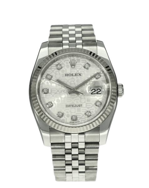 Rolex Datejust Silver Diamond Dial - 36mm, Steel and White Gold (2011)