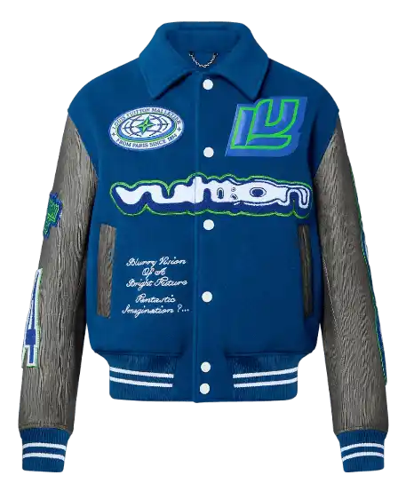 Louis Vuitton Embroidered Varsity Blouson - Grey Blue