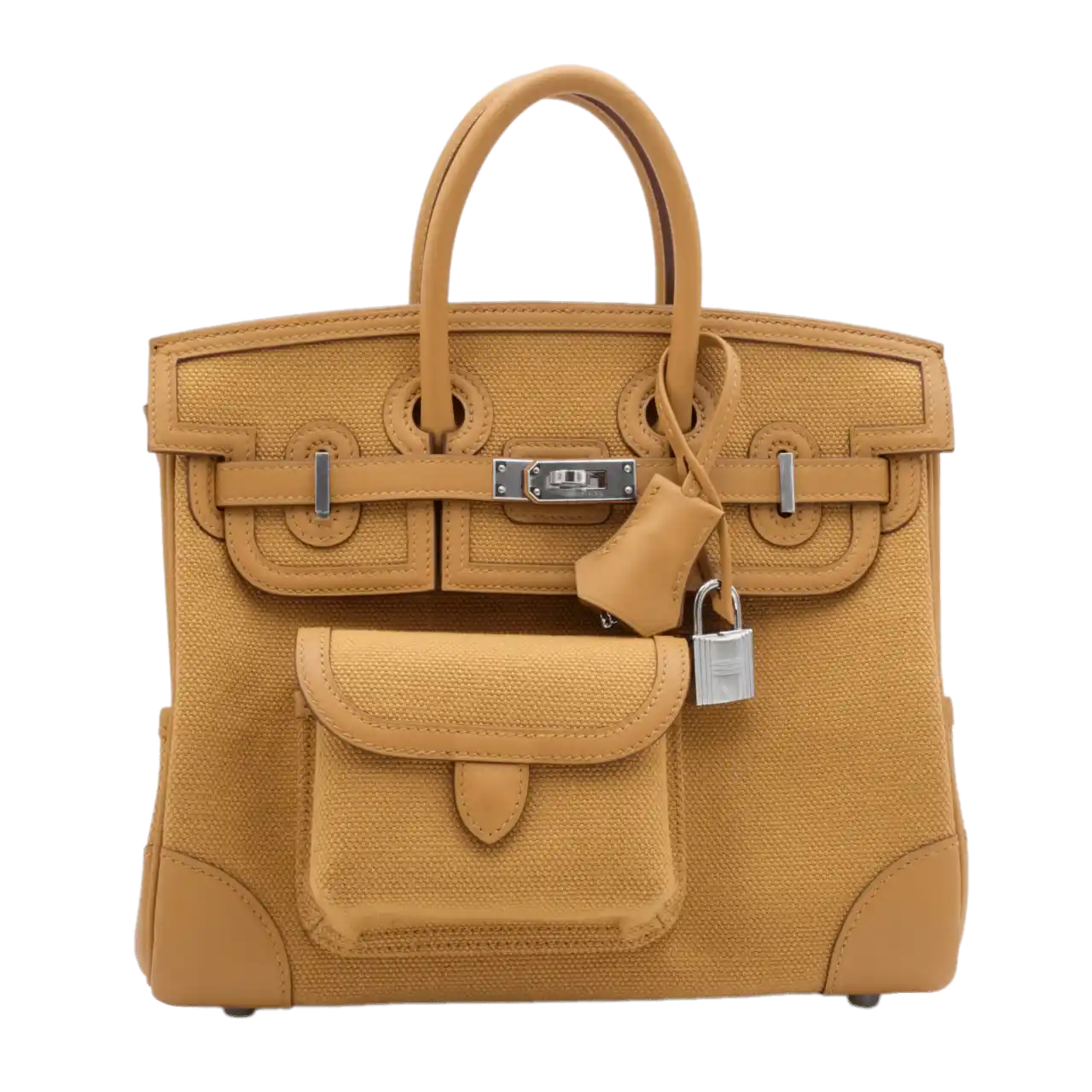 Hermès Desert and Sesame Swift and Canvas Cargo Birkin 25 Palladium Hardware, 2024
