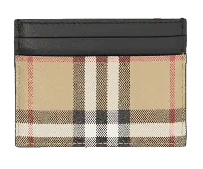 Burberry Vintage Check (5 Slot) Card Case - Black/Archive Beige