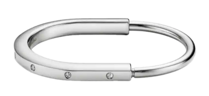 Tiffany Lock Bangle - White Gold with Diamond Accents