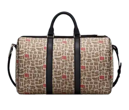 Moncler x Palm Angels Printed Duffle Bag - Logo Pattern Jacquard Beige/Black