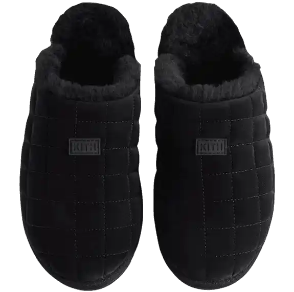 Kith Puffed Classic Logo Slipper - Kithmas Black