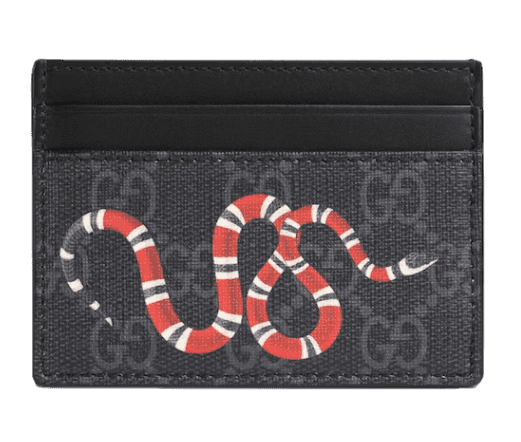 Gucci Card Case - GG Supreme Kingsnake Print - Black/Grey