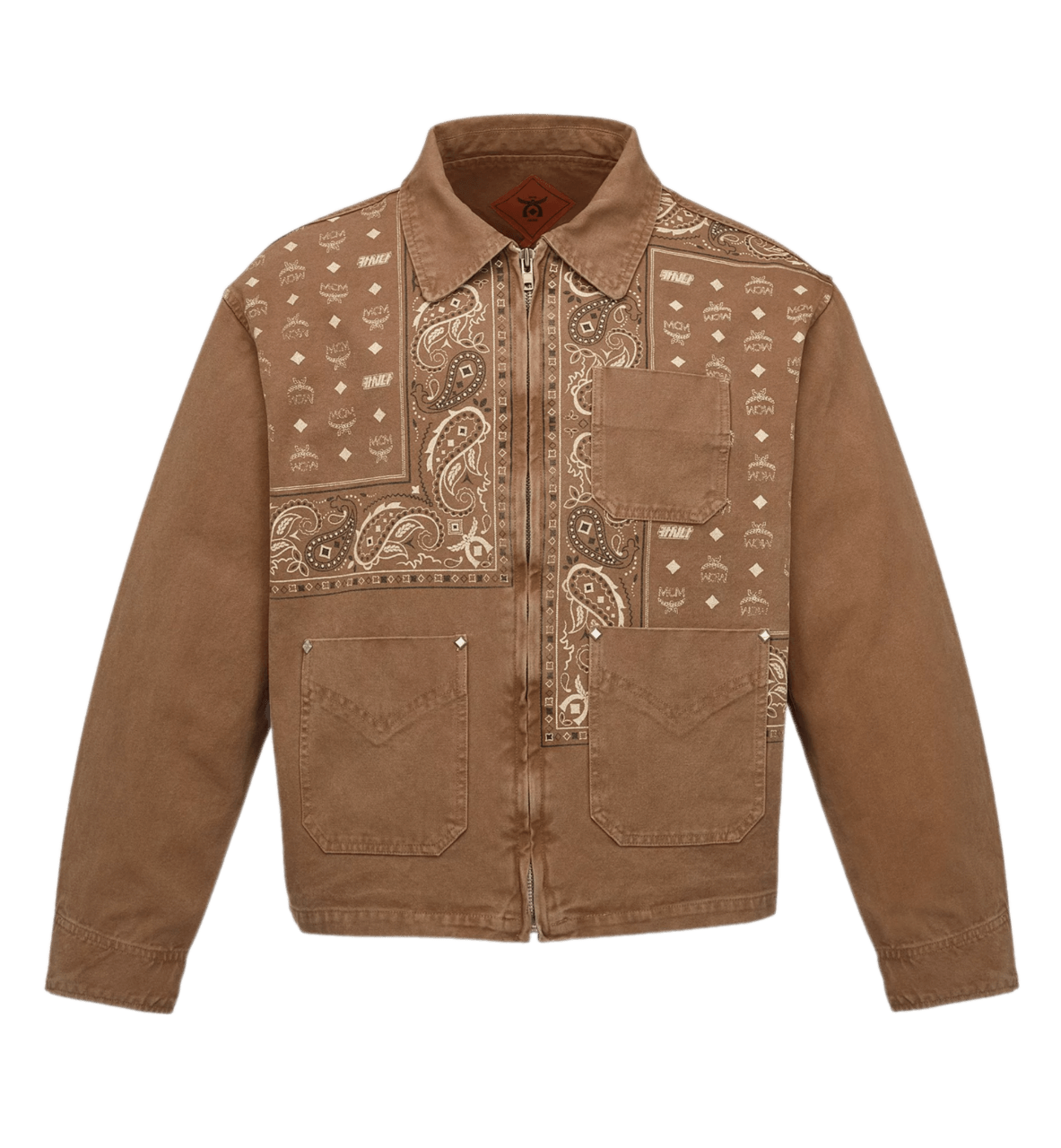 MCM x KASINA Bandana Monogram Jacket in Oxford Cotton - Washed Cognac