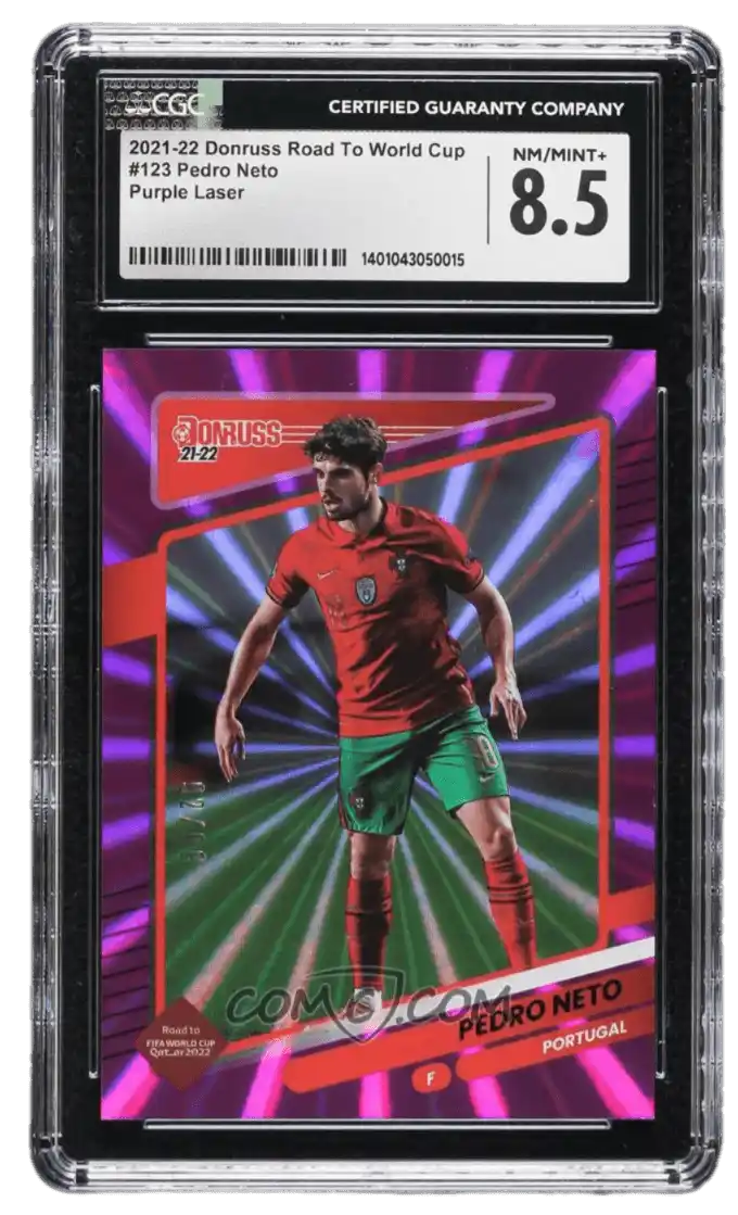 2021-22 Panini Donruss Road to Qatar - Holo Purple Laser #123 - Pedro Neto /99 CGC 8.5