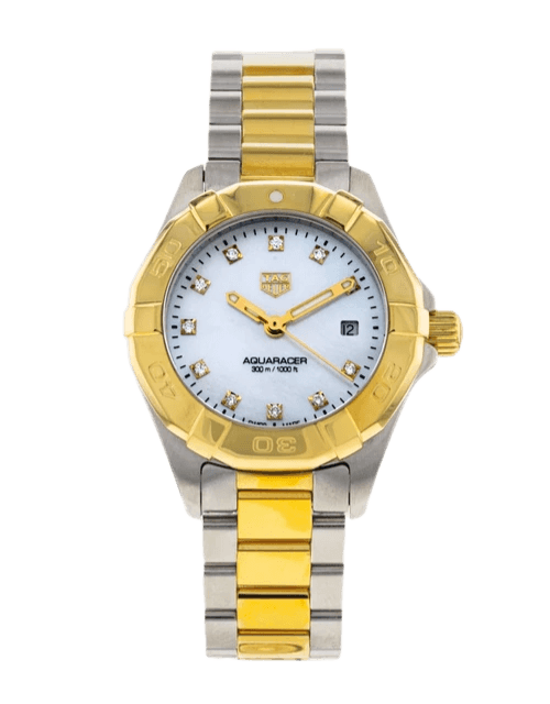 Tag Heuer Aquaracer Mother Of Pearl White Diamond Dial - 27mm, Steel and Yellow Gold (2019)
