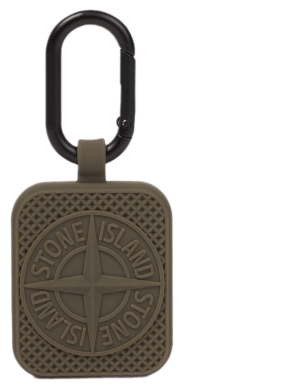 Stone Island Rubberised Silicone AirTag Holder with Carabiner - Military Green